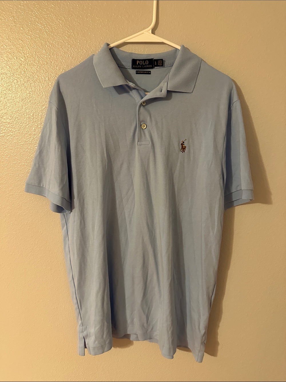 Polo by Ralph Lauren Light Blue Men's Polo Shirt with Embroidered Pony